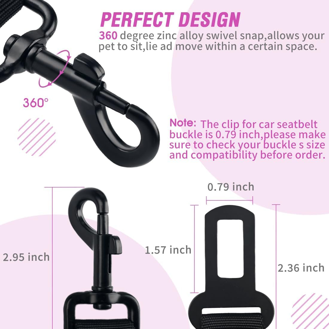Adjustable Retractable Dog Car Harness and Seat Belt Set - Heavy Duty Nylon Pet Safety Restraint for Vehicles