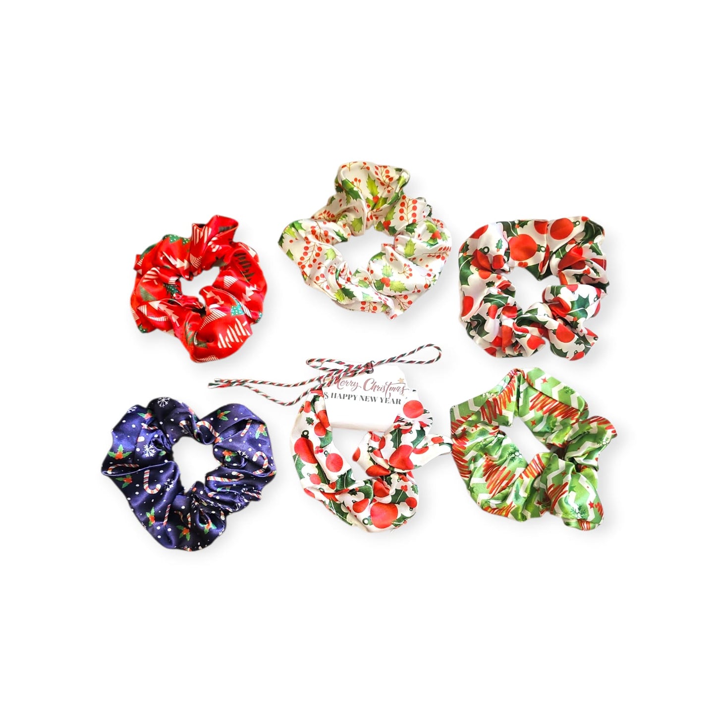 Festive Christmas Patterned Hair Scrunchie - Holiday Gift