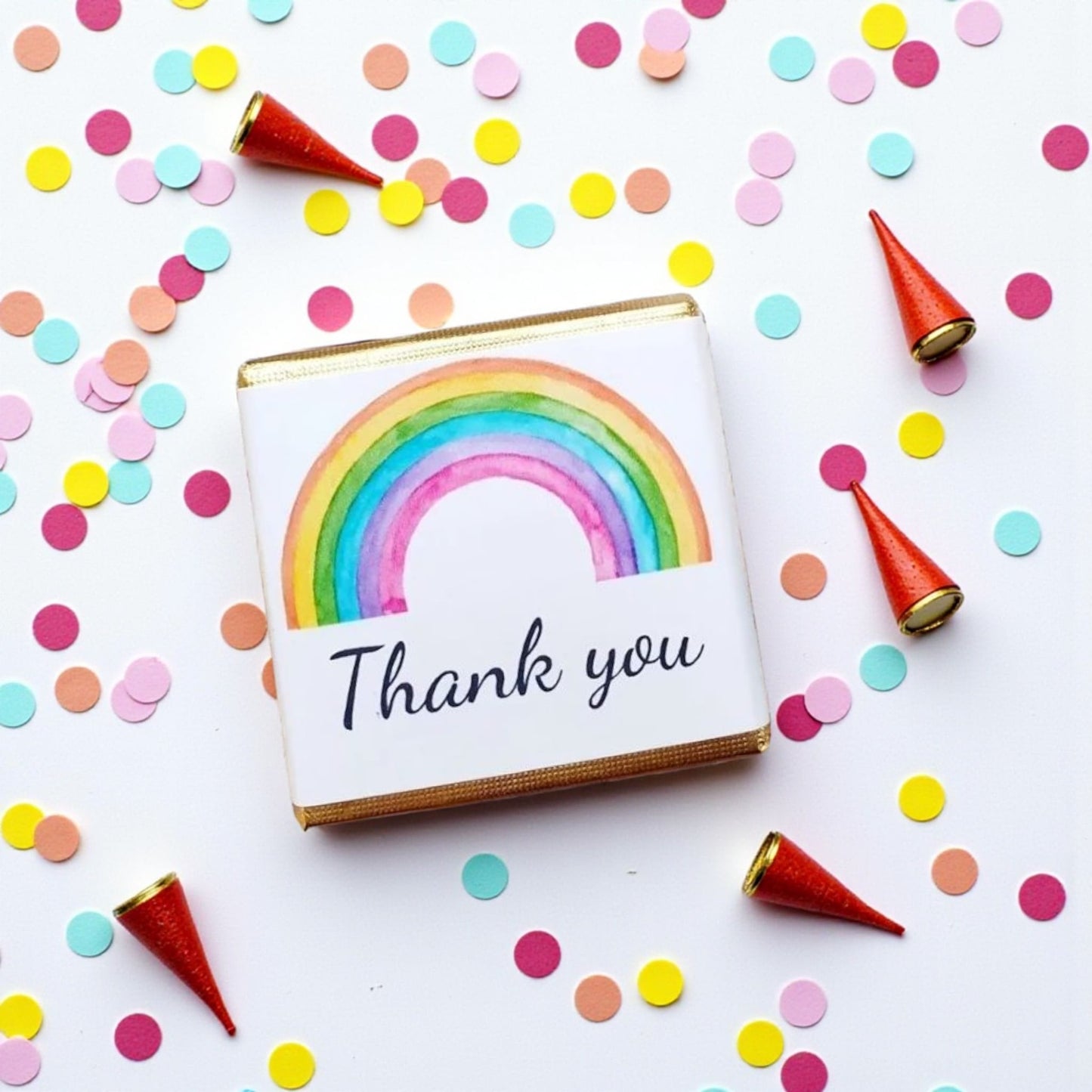 Personalized Rainbow "Thank You" Chocolate Favor