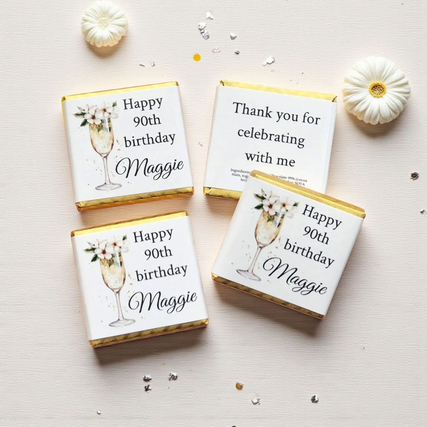 Personalized Champagne Bottle & Glass Birthday Chocolate