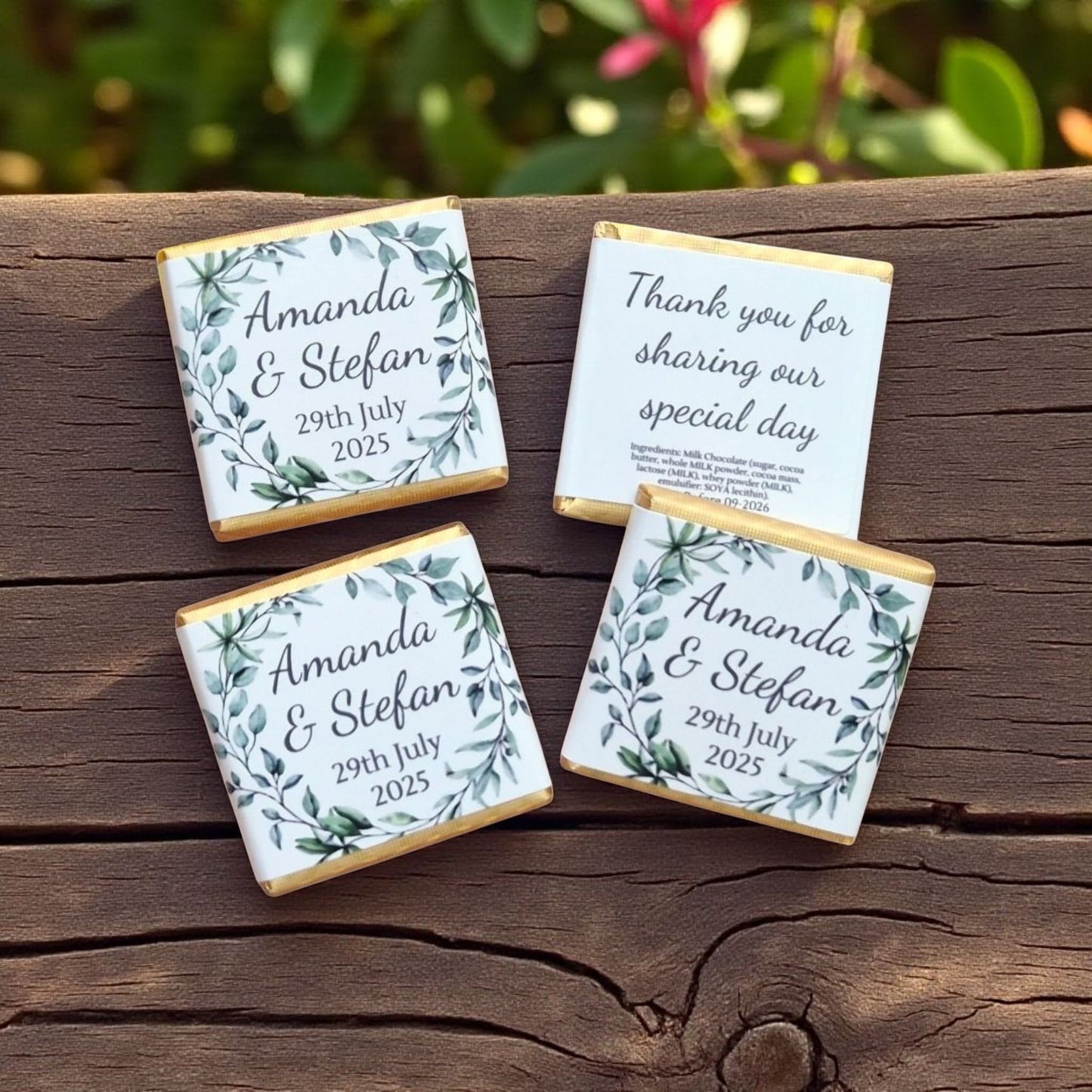 Personalized Leaf Themed Wedding/Engagement Chocolates