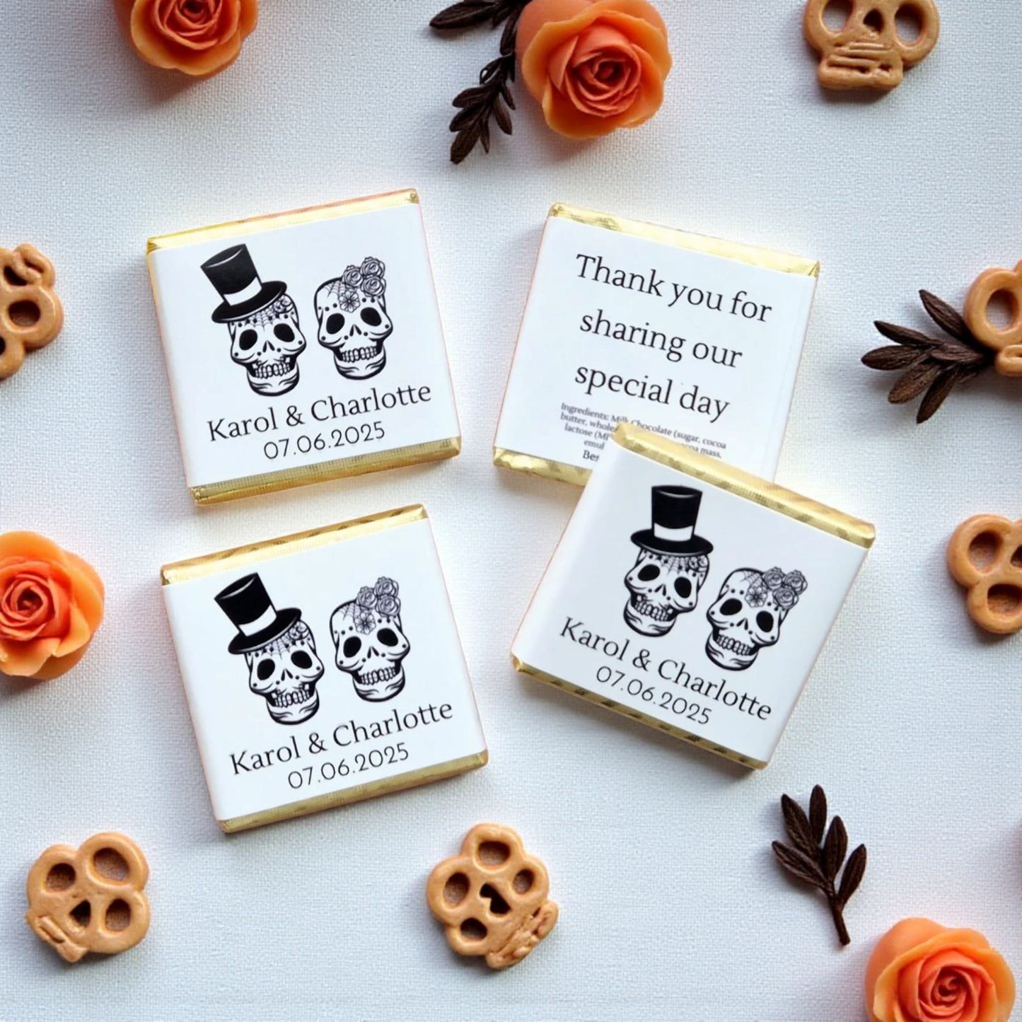 Personalized Skull Themed Alternative Wedding Chocolate