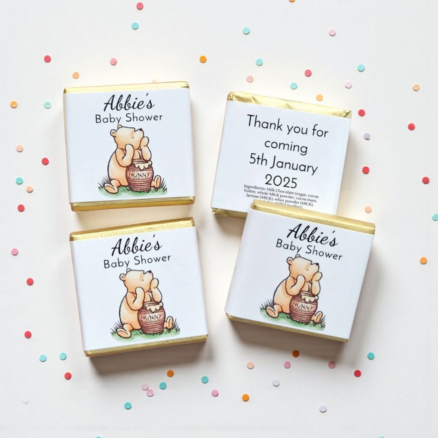 Personalized Winnie the Pooh Baby Shower Chocolate Favors