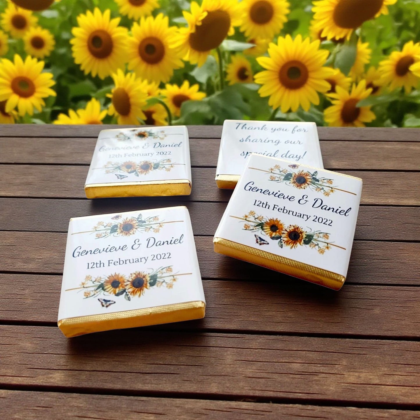 Personalized Sunflower Themed Wedding Favor