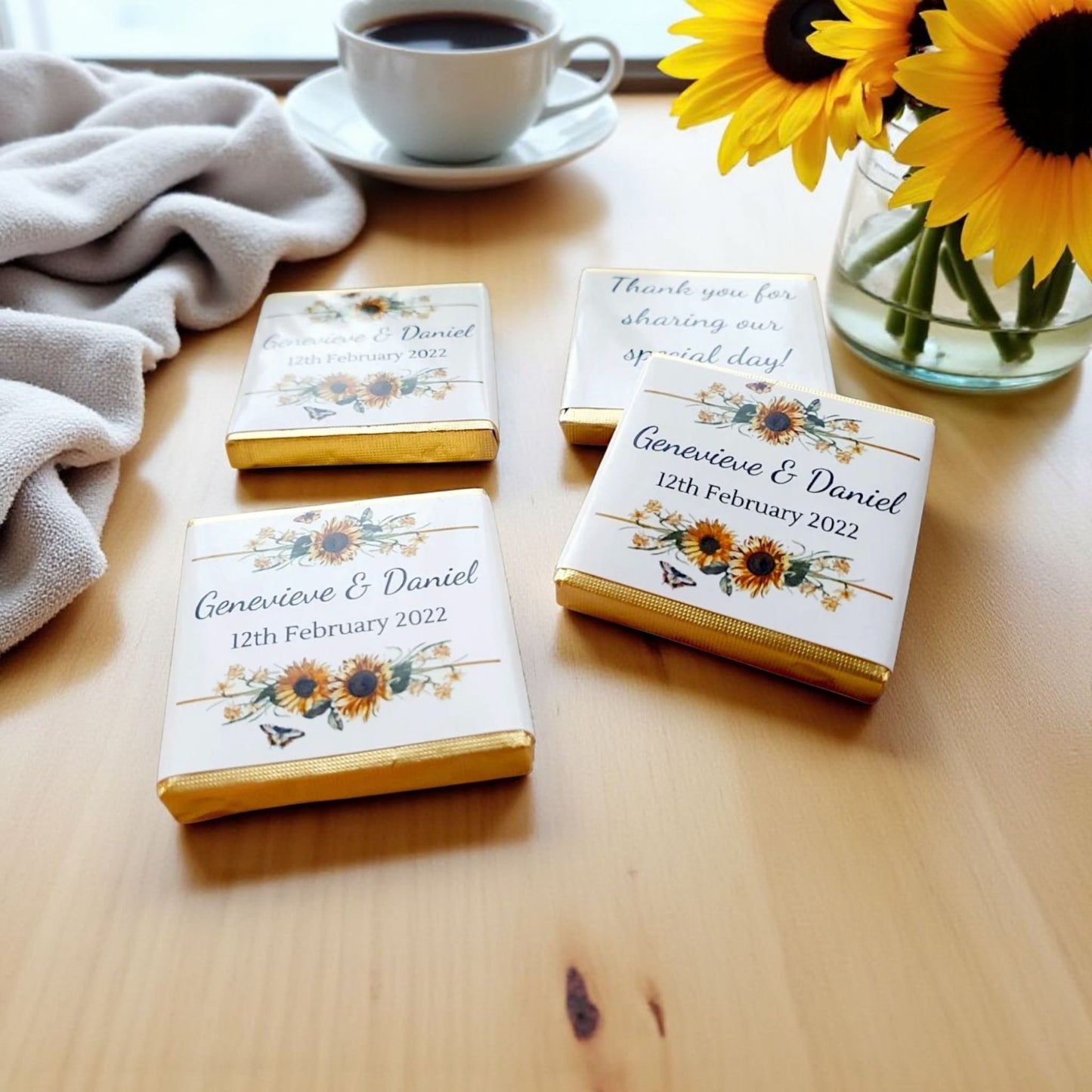 Personalized Sunflower Themed Wedding Favor