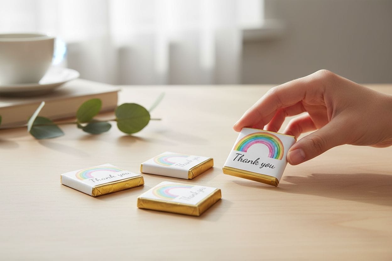 Personalized Rainbow "Thank You" Chocolate Favor