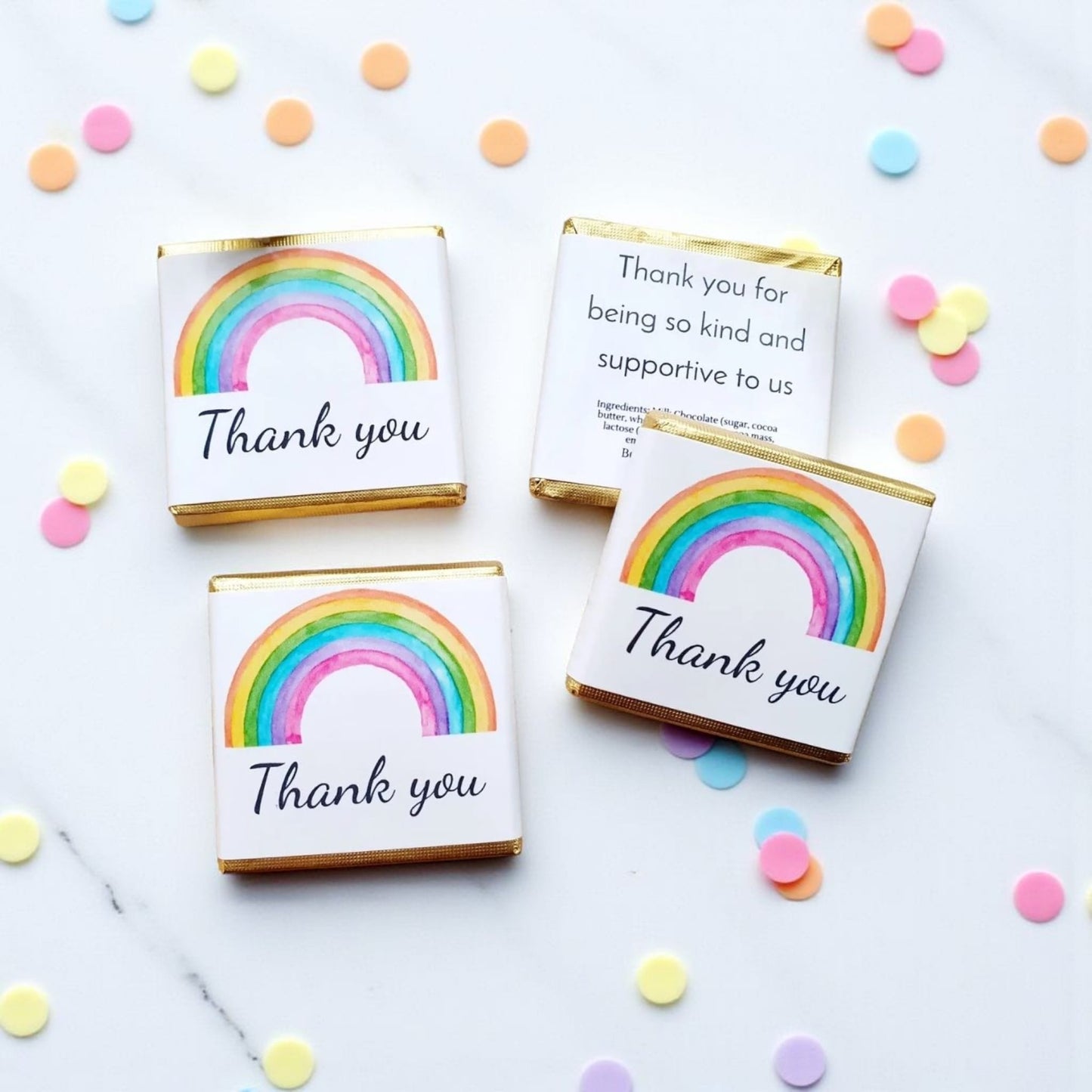 Personalized Rainbow "Thank You" Chocolate Favor