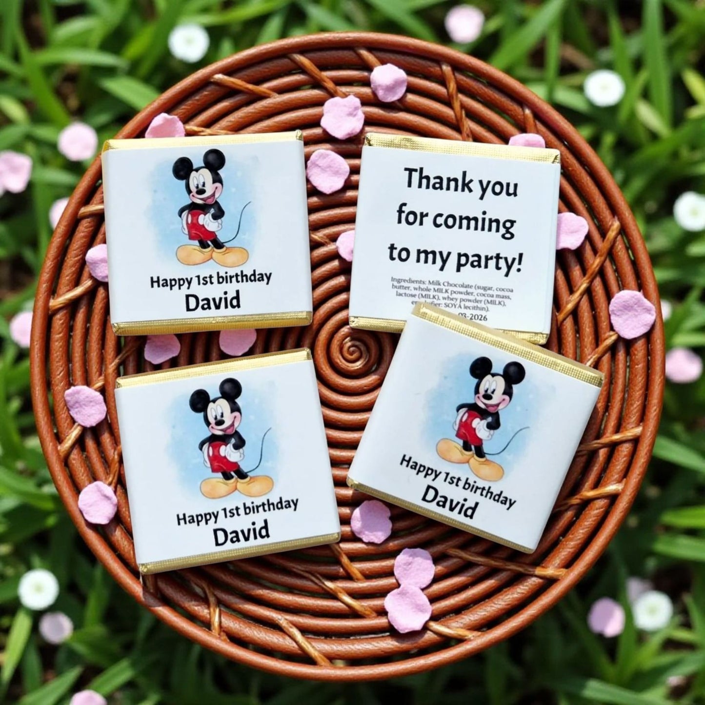 Personalized Mickey Mouse Themed Birthday Chocolates
