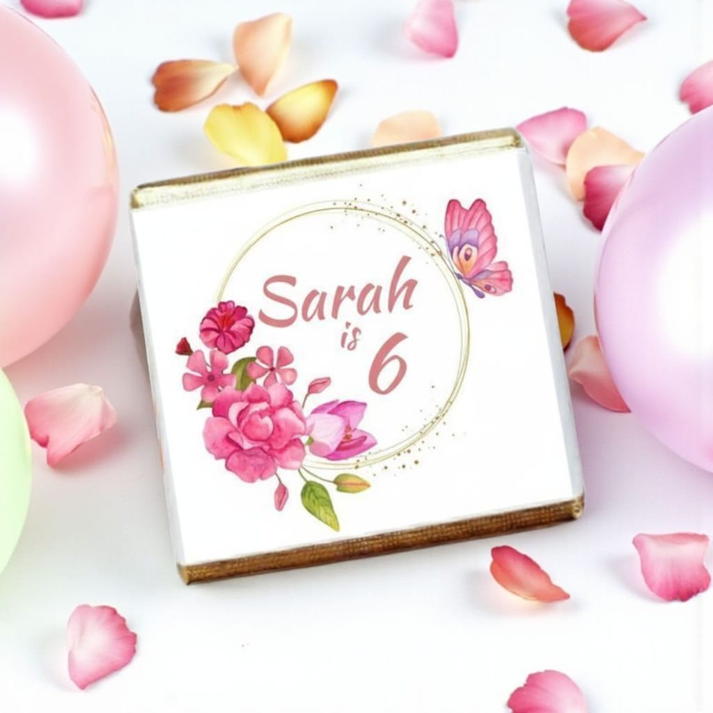 Personalized Pink Floral Celebration Milk Chocolate