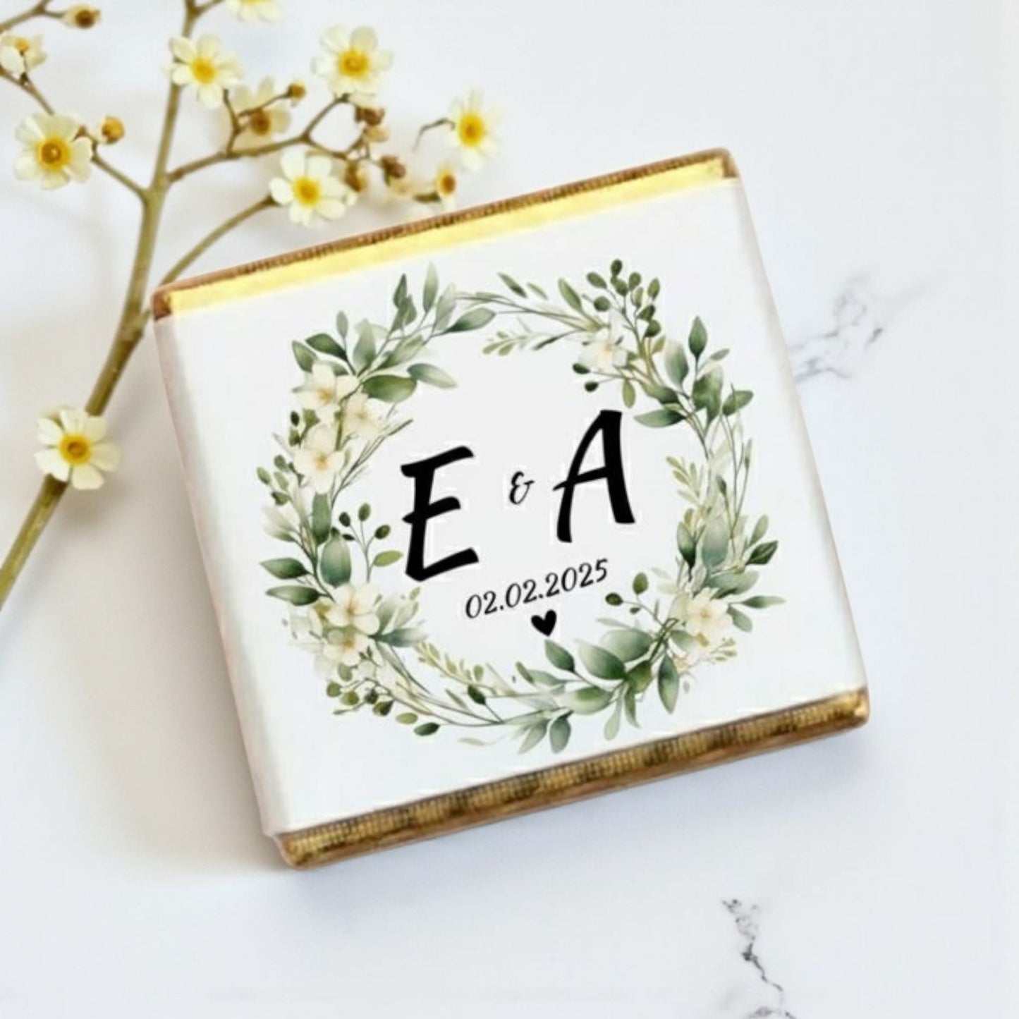 Personalized Olive Wreath & Monogram Celebration Milk Chocolate