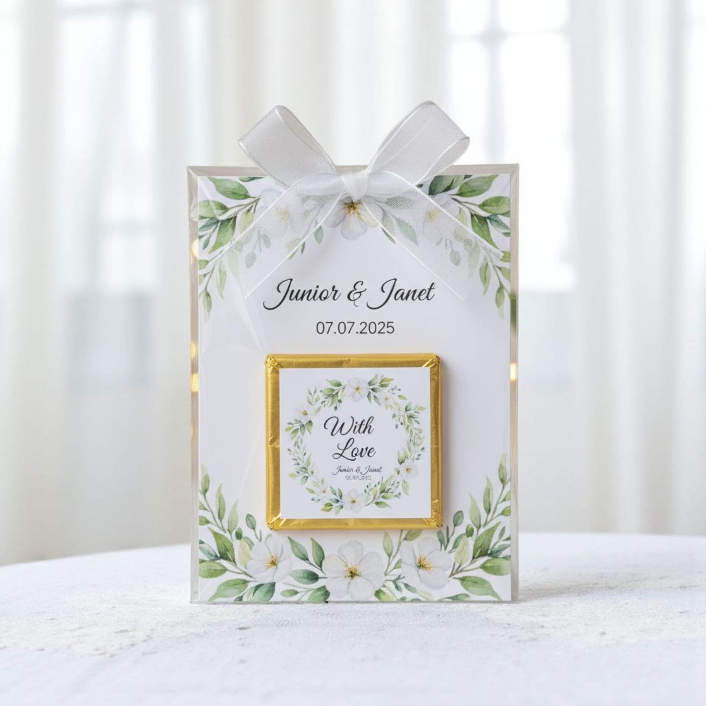 Personalized "Natural Love" Greenery Card and Chocolate