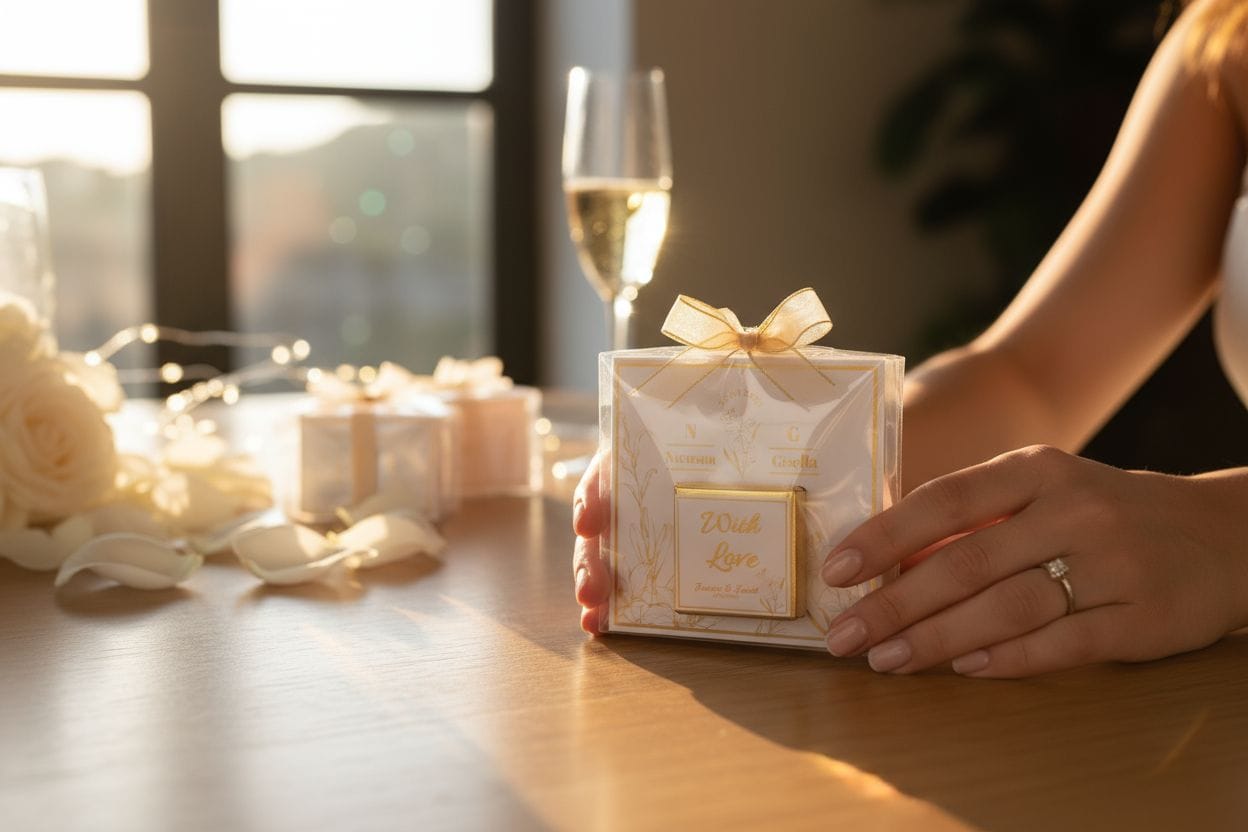 Personalized "Golden Love" Elegant Card and Chocolate