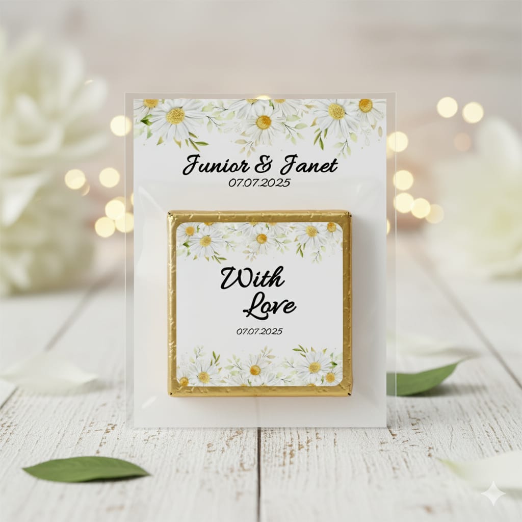 Personalized "Daisy Delight" Floral Card and Chocolate