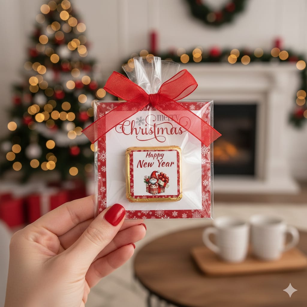Personalized "Festive Cheer" Christmas Card and Chocolate