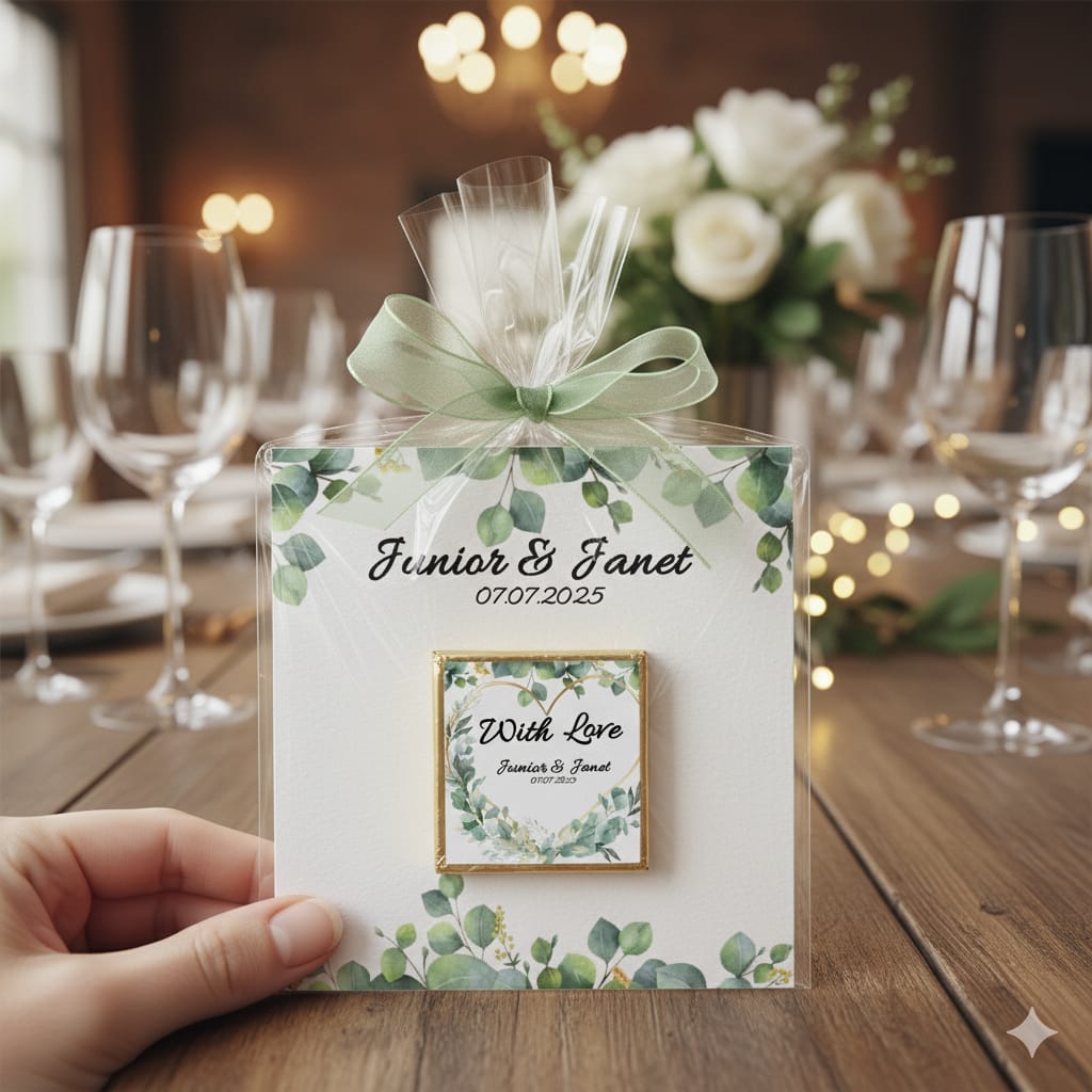 Personalized "Eucalyptus Bliss" Greenery Card and Chocolate