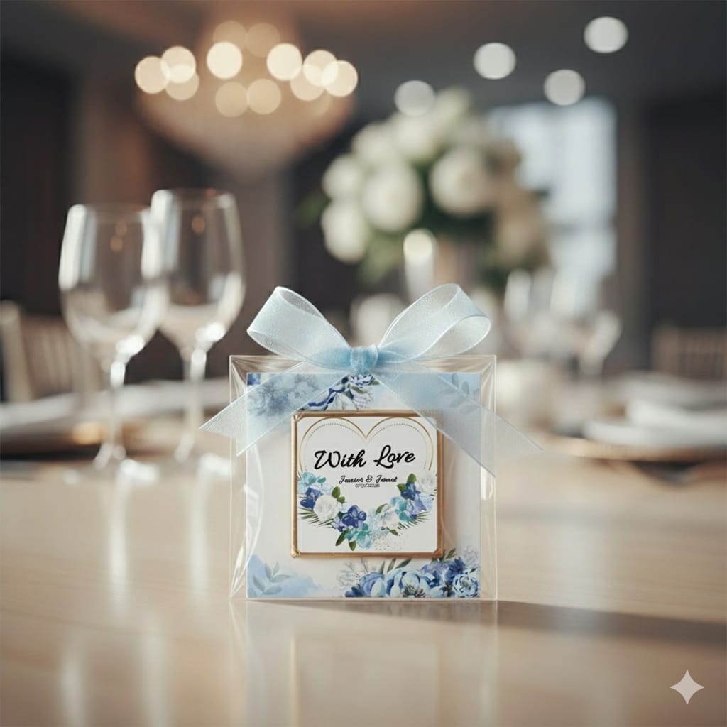 Personalized "Something Blue" Floral Card and Chocolate