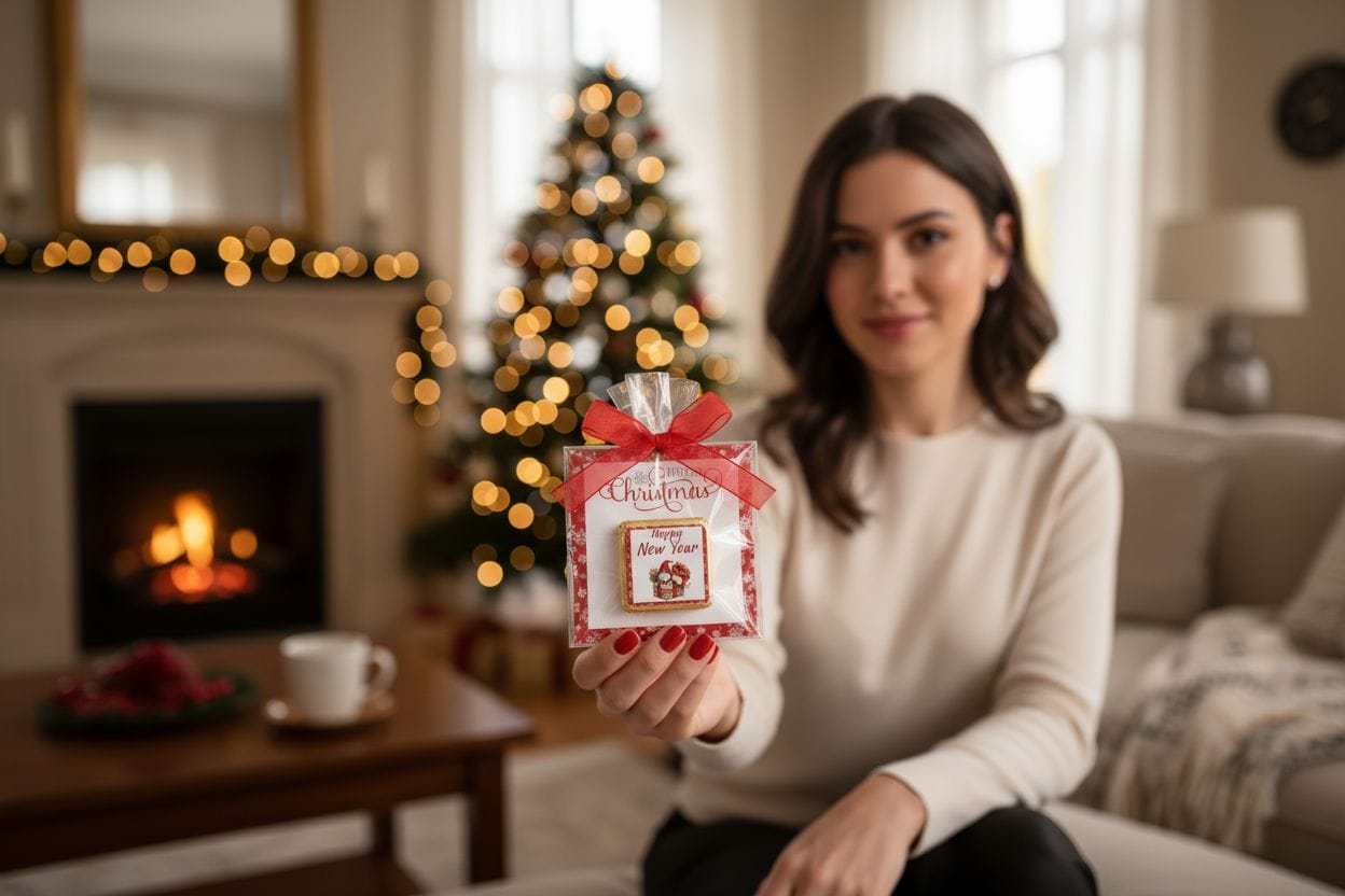 Personalized "Festive Cheer" Christmas Card and Chocolate