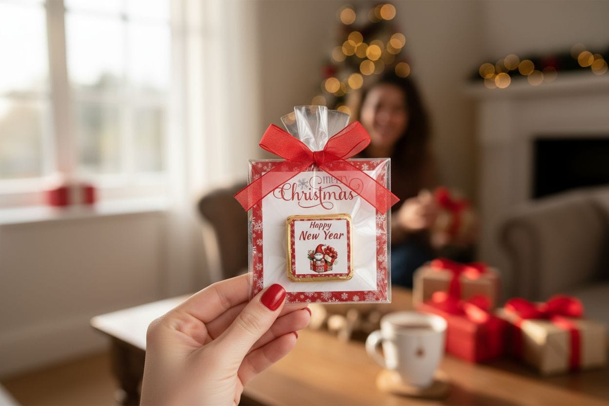 Personalized "Festive Cheer" Christmas Card and Chocolate