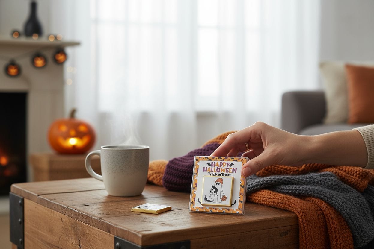 Personalized "Spooky Sweet" Halloween Card and Chocolate
