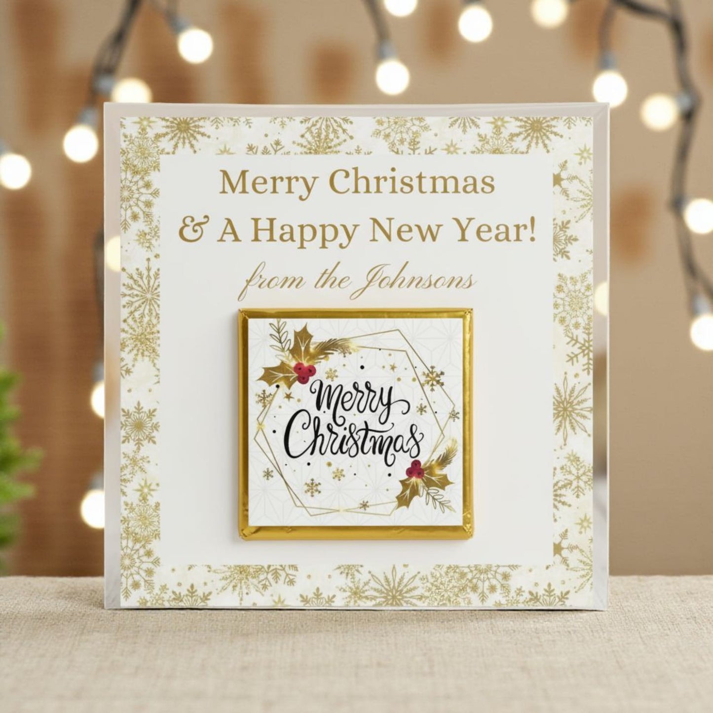 Personalized "Festive Cheer" Christmas Card and Chocolate