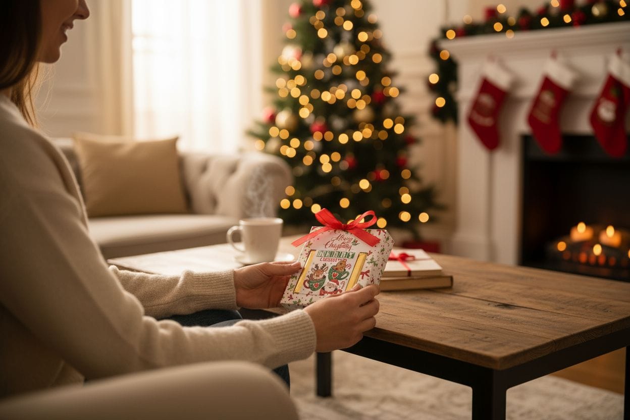 Personalized "Festive Cheer" Christmas Card and Chocolate