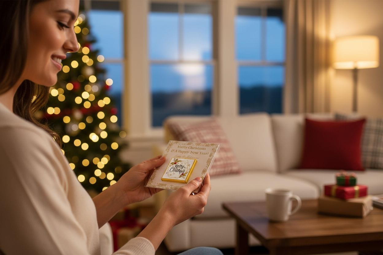 Personalized "Festive Cheer" Christmas Card and Chocolate