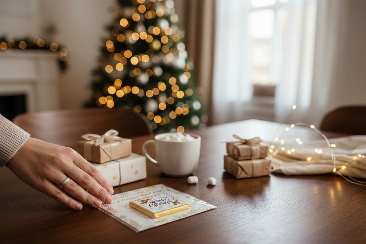 Personalized "Festive Cheer" Christmas Card and Chocolate
