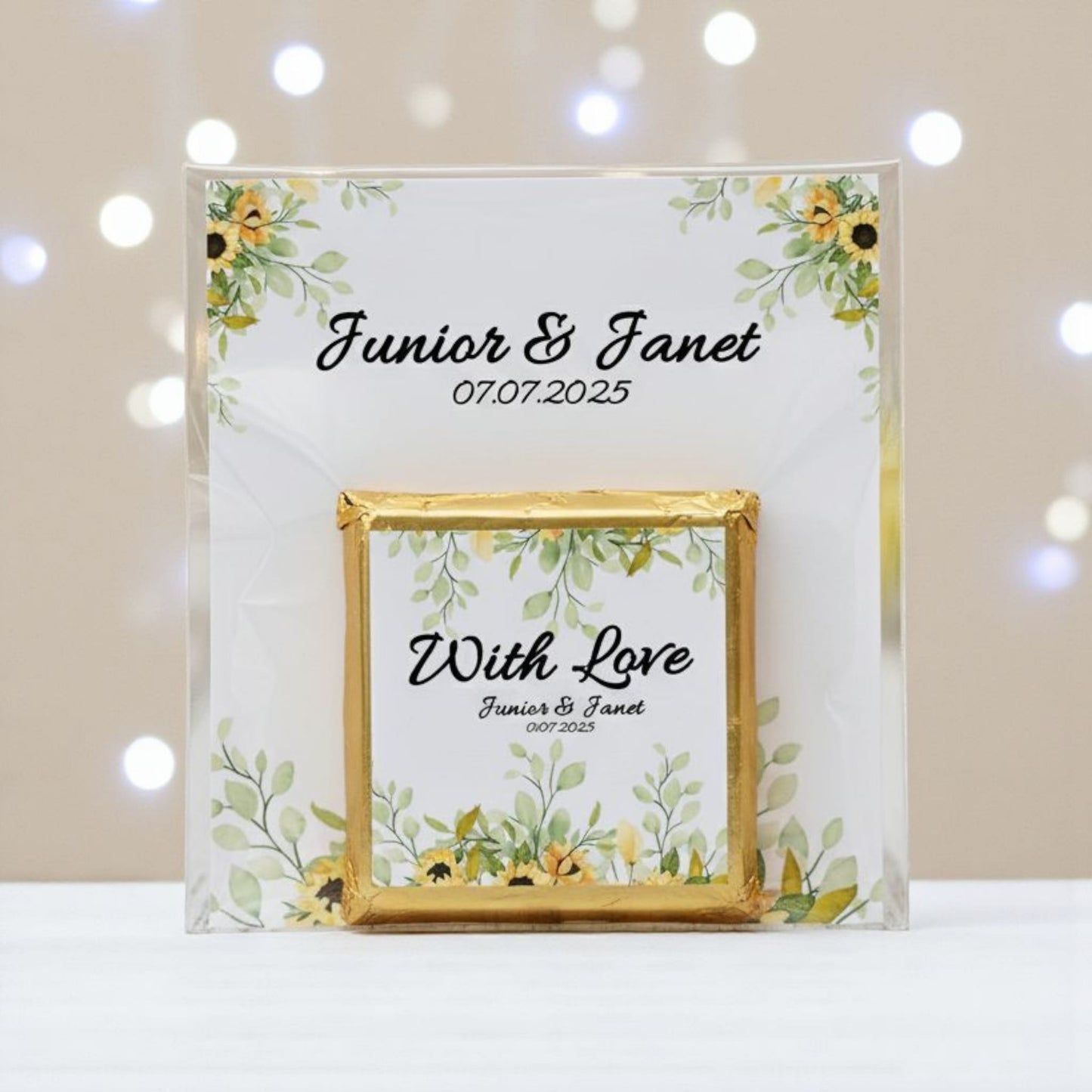 Personalized "Sunny Day" Sunflower Card and Chocolate