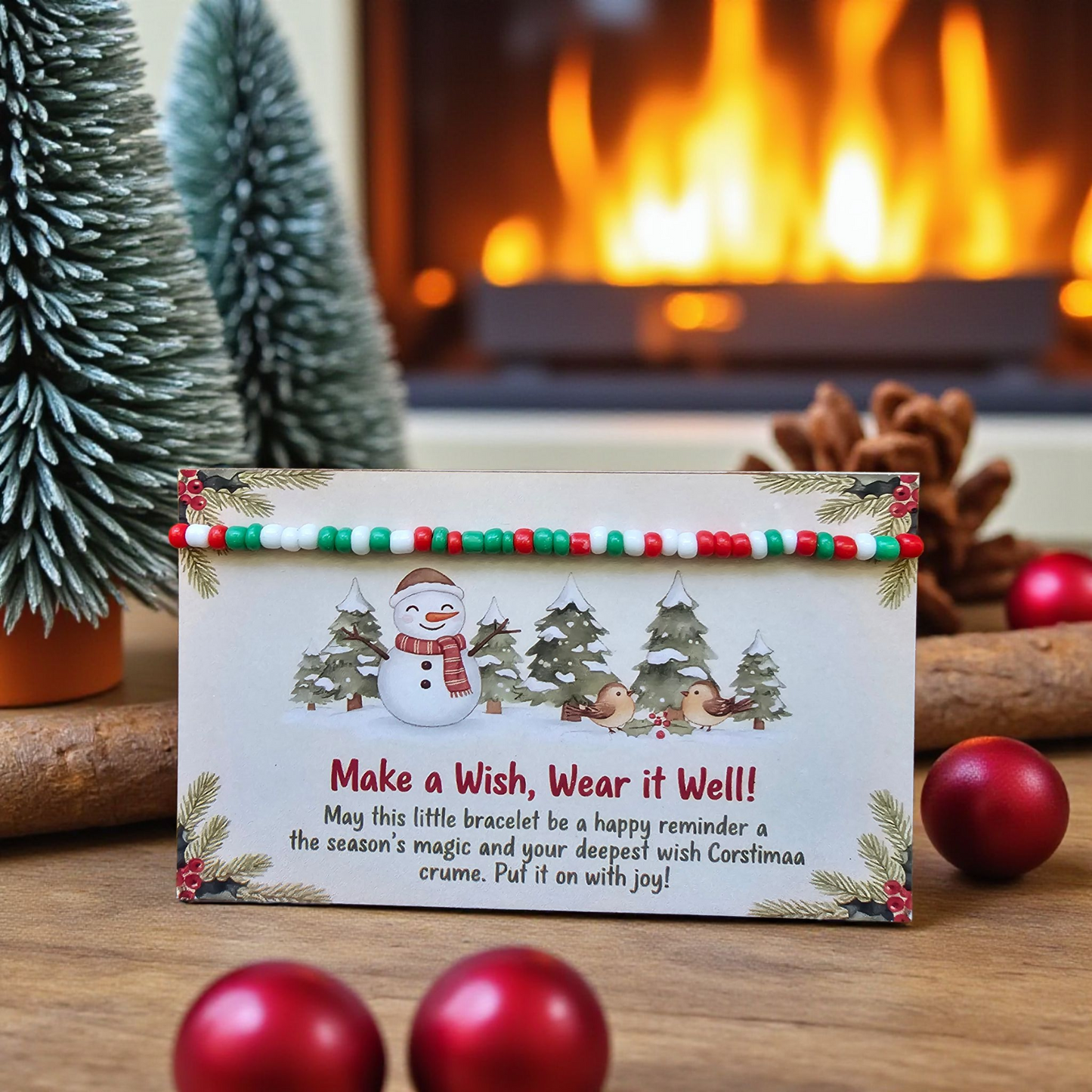 Make a Wish, Wear it Well" Christmas Wish Bracelet - Festive Charm Gift