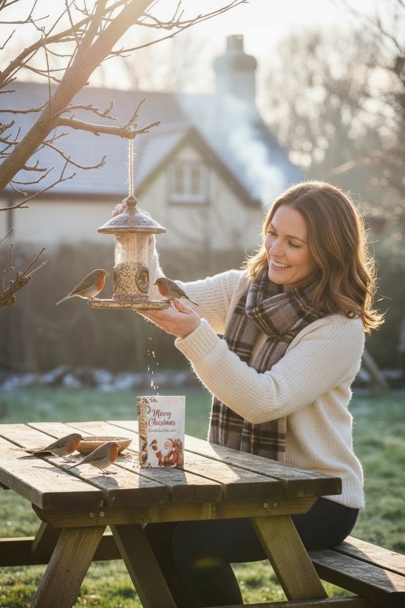 Festive Bird Seed Christmas Card Gift Set - "Feed the Birds This Winter"