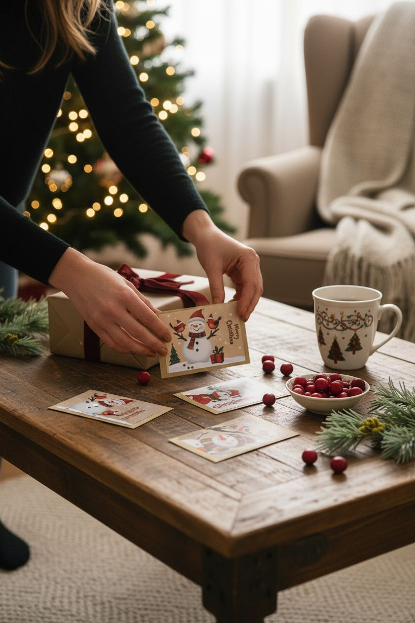 Mini Christmas Card Envelope with Chocolate Coins - Festive Stocking Filler