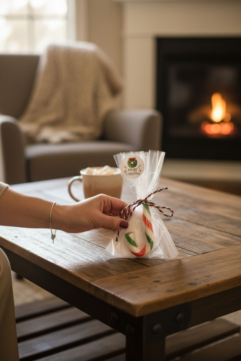 Festive Peppermint Candy Cane Treat Bag - Classic Christmas Stocking Stuffer