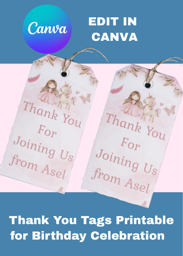 🎁 FREE TAGS! | Editable Little Princess Fairy Birthday Invitation Template (Canva)