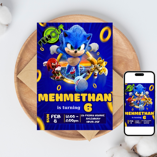 🎁FREE TAGS! | Editable Sonic the Hedgehog Birthday Invitation Template (Canva)
