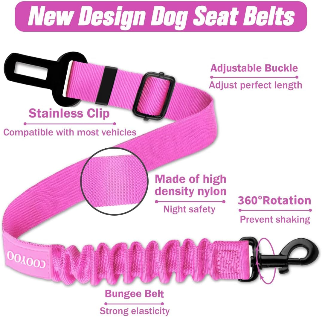Adjustable Retractable Dog Car Harness and Seat Belt Set - Heavy Duty Nylon Pet Safety Restraint for Vehicles