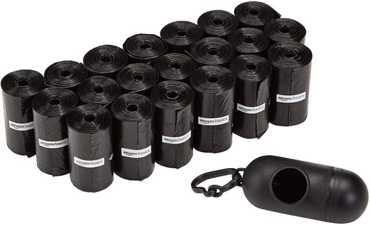 Unscented Dog Waste Bags with Dispenser and Leash Clip, 300 Count (20 Packs of 15 Bags)