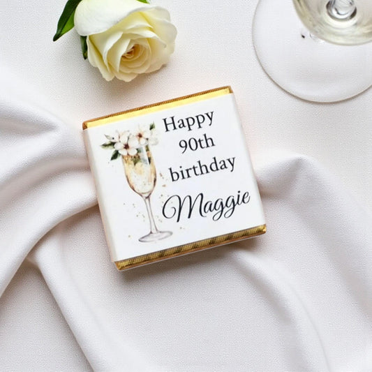 Personalized Champagne Bottle & Glass Birthday Chocolate