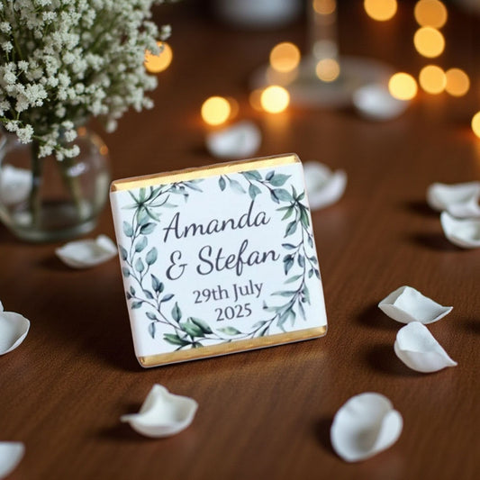 Personalized Leaf Themed Wedding/Engagement Chocolates