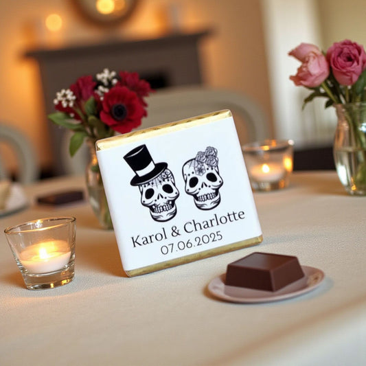 Personalized Skull Themed Alternative Wedding Chocolate