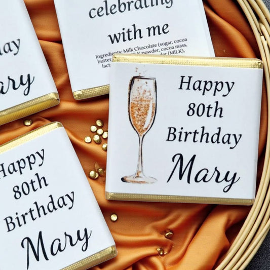 Personalized Champagne Flute Themed Celebration Chocolate