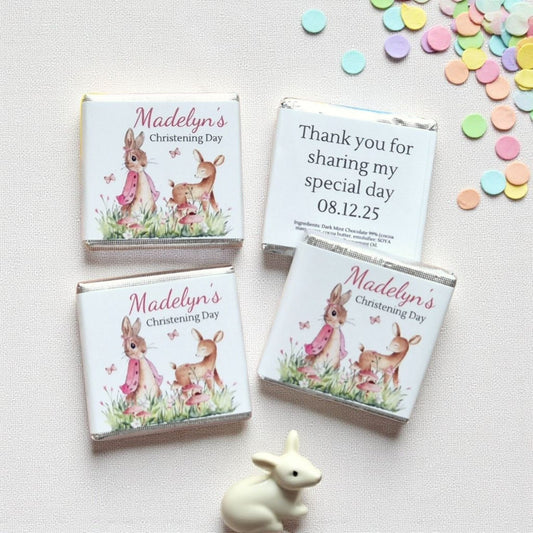 Personalized Sweet Rabbit Themed Christening Chocolate