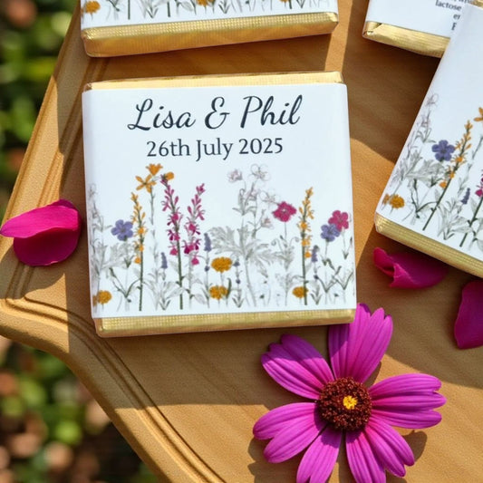 Personalized Wildflower Themed Wedding/Engagement Chocolates