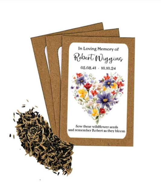 Personalized Wildflower Memorial Seed Favours