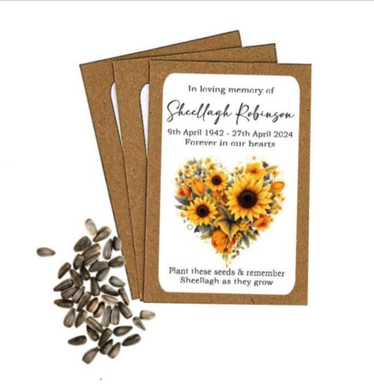 Personalized Sunflower Memorial Seed Favours