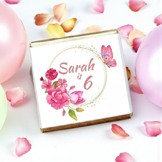 Personalized Pink Floral Celebration Milk Chocolate