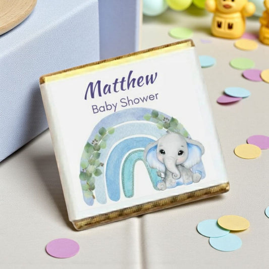 Personalized Elephant &amp; Rainbow Themed Celebration Milk Chocolate