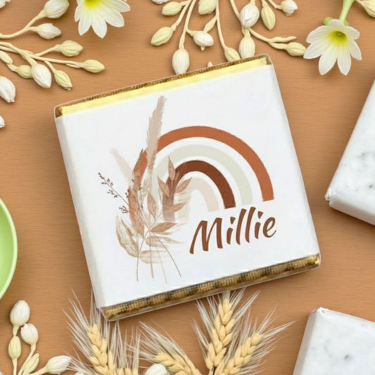 Personalized Boho Rainbow &amp; Wheat Themed Celebration Milk Chocolate