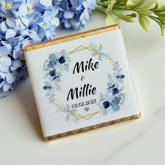 Personalized Blue Floral &amp; Geometric Celebration Milk Chocolate