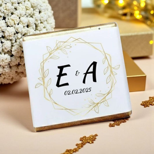 Personalized Gold Wreath & Geometric Celebration Milk Chocolate