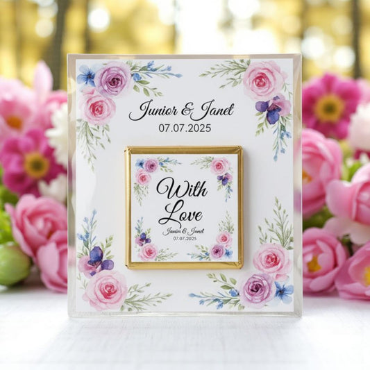 Personalized "Magic of Love" Floral Card and Chocolate